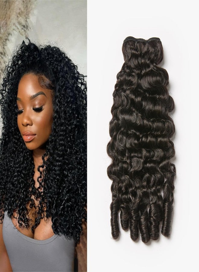 ASHINE Burmese Curly Bundles Human Hair Raw Human Hair Bundles Water Wave Quick Weave with Spiral Curly End Natural Black 16 inch